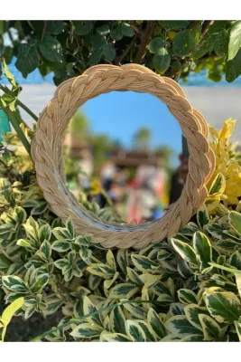 El Yapımı Bambu Duvar Aynası