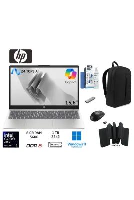 AI 15 Intel Core Ultra 5 225U 8GB 1TB SSD W11 PRO 15.6" D51E0EA Duddi Çanta+Mouse+MousePad+++