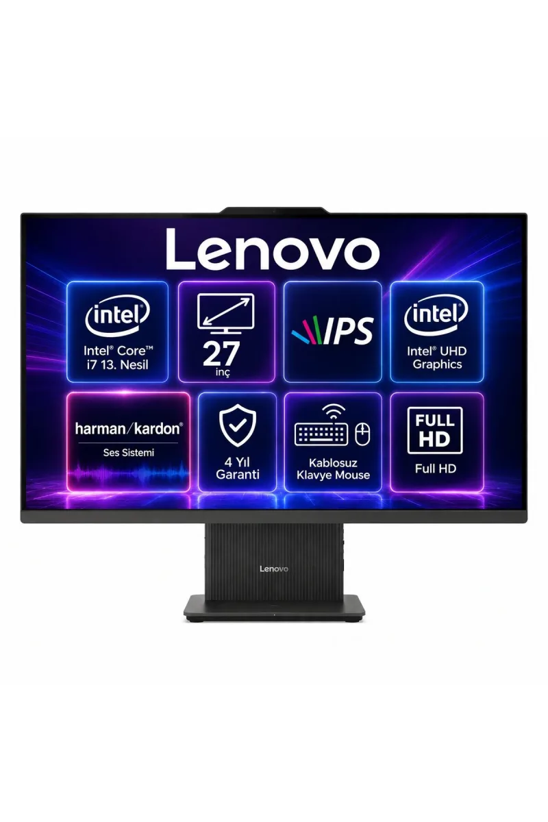 Ideacentre 27IRH9 Intel Core i7-13620H 64GB 512GB 27" IPS Windows 11 Siyah AIO Bilgisayar SM