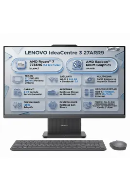 IdeaCentre 3 27ARR9 Amd Ryzen 7 7735HS 8GB 512GB SSD 27" Fdos All In One PC F0HQ00ACTR 001