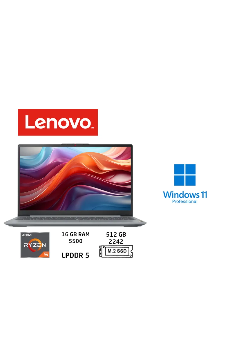 IdeaPad Slim 3 AMD Ryzen 5 7520U 16GB 512GB SSD W11PRO 15.6" FHD 82XQ00SFTX