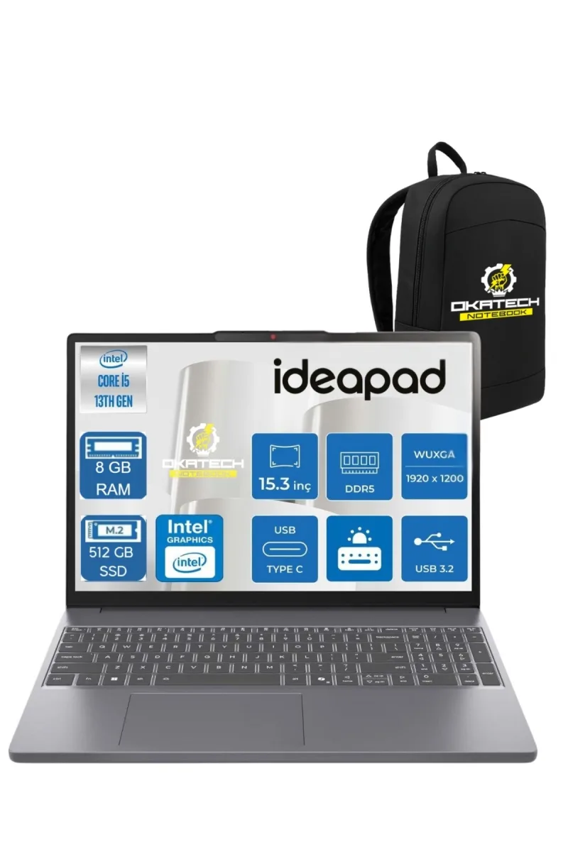 IDEAPAD SLİM 3 İ5-13420H 8 GB RAM 512 GB SSD UHD 15.3" WUXGA WİN11PRO NOTEBOOK+OKATECH ÇANTA