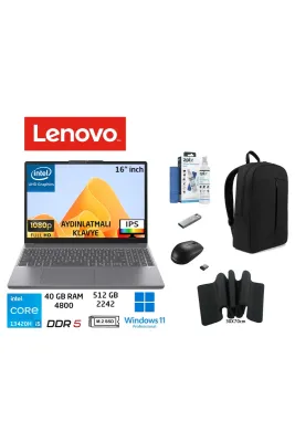 Slim 3 16IRH10 IntelCore I5 13420H 40GB 512GB SSD W11 PRO 16” 83K20077TR Duddi Çanta+Mouse++