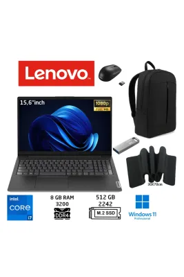 V15 iCorei7 1355U 8GB 512GB SSD W11PRO 15.6''FHD 83A100HXTR Çanta+Mouse+MousePad+Usbbellek