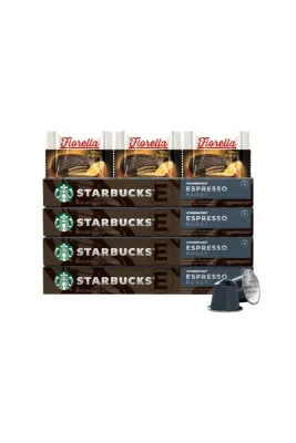 4 Adet 10'lu Dark Espresso Kapsül Kahve Seti + Fiorella 3x