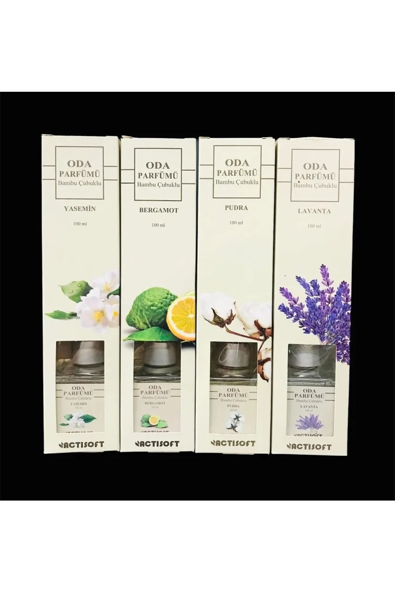 Bergamot-yasemin-pudra-lavanta Bambu Çubuklu Oda Kokusu 4 Lü Set 100ml