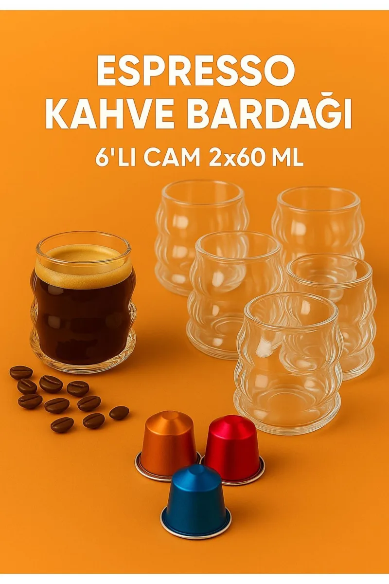 Espresso Kahve - Kahve Yanı Bardağı Cam 6lı Set 60ml