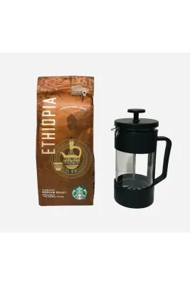 Ethiopia French Press Öğütülmüş 250 G + French Press Demlik 350ml