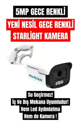 Gece Renkli - 5 MP 1080P Full HD AHD Güvenlik Kamerası - Dış Mekan Güvenlik Kamerası - Tek Çalışmaz