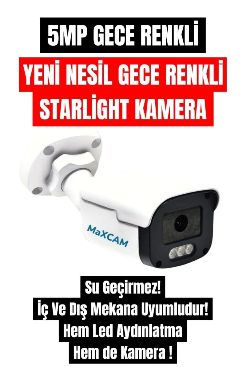Gece Renkli - 5 MP 1080P Full HD AHD Güvenlik Kamerası - Dış Mekan Güvenlik Kamerası - Tek Çalışmaz