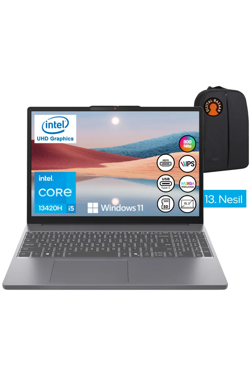Ideapad Slim 3 i5-13420H 24GB RAM 512GB SSD 15.3" WUXGA W11 Taşınabilir Bilgisayar 83K1004ETR