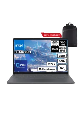 Ideapad Slim 3 i7-13620H 24GB 512 GBSSD 16" WUXGA Win11 Pro + Sırt Çantası 83K2001WTRHMF31