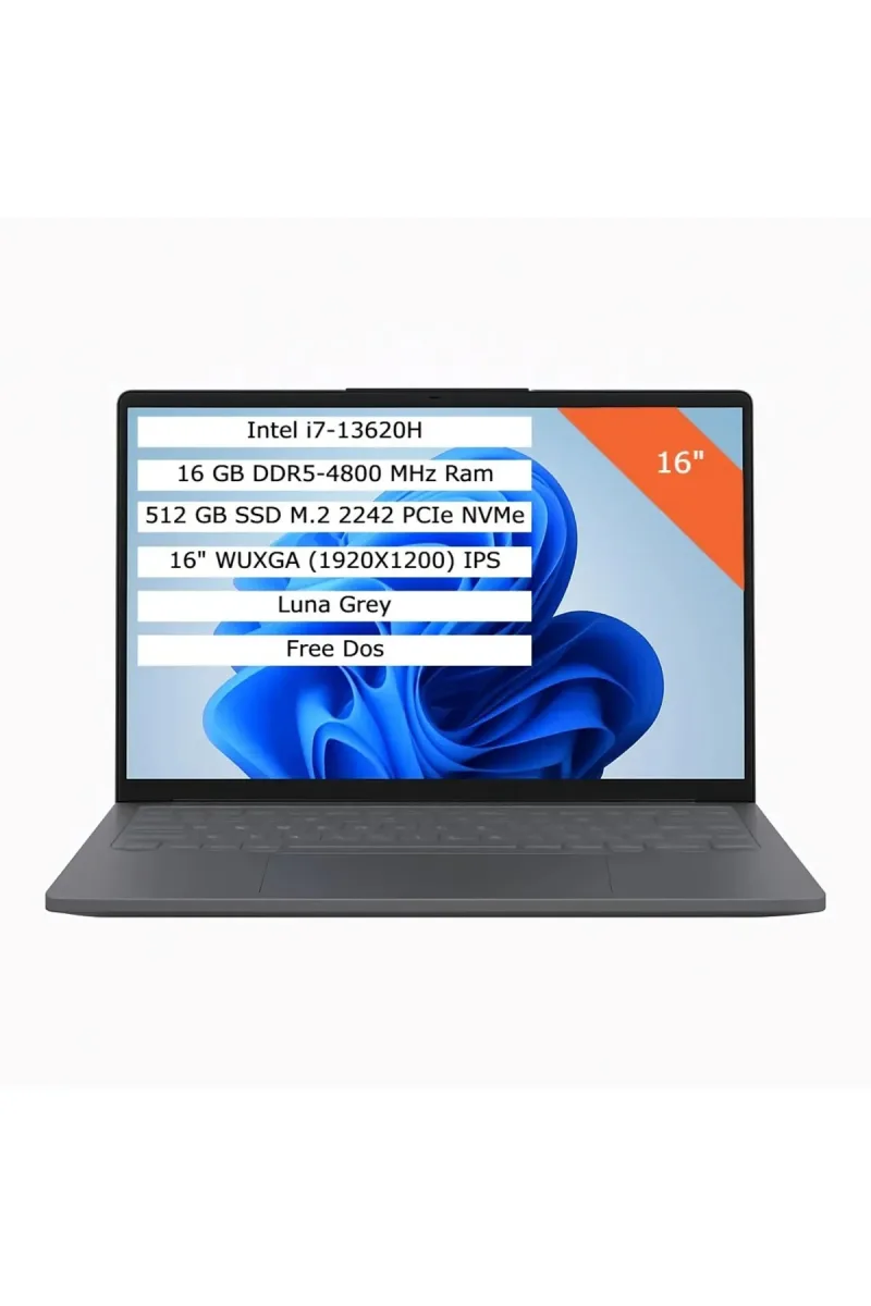 Ideapad Slim 3 Intel Core I7-13620H 16 GB Ram 512 GB SSD 16" Wuxga 83K2001WTR