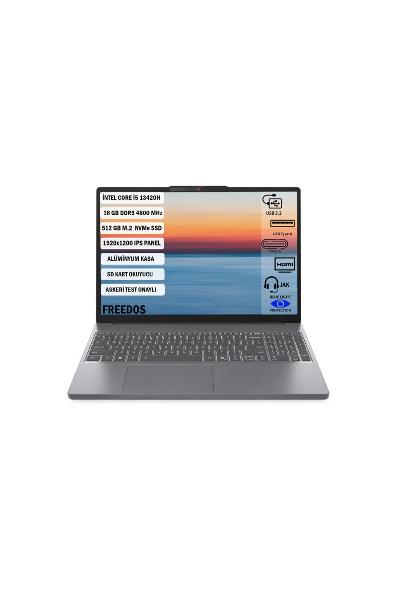 Ideapad Slim3 IntelCore I5 13420H 16GB 512GB SSD Freedos 15.3" Wuxga 83K1004ETR+165