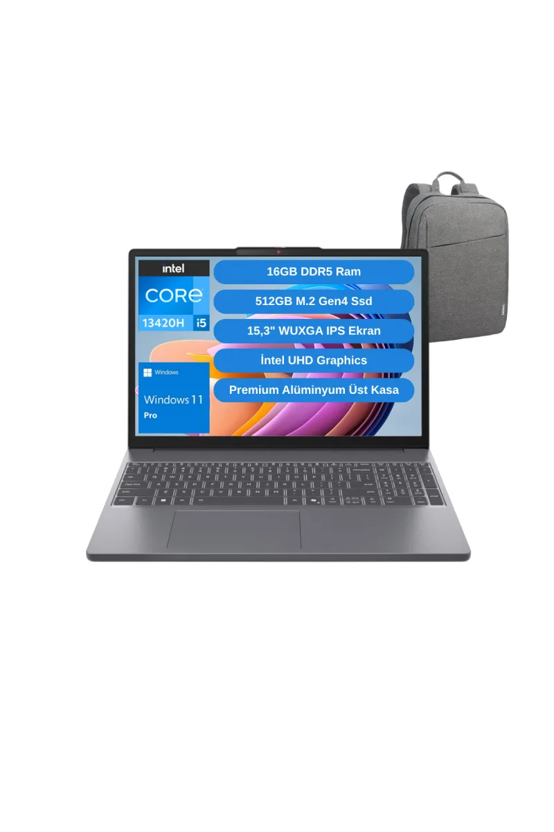 IP Slim 3 14IRH10 Intel Core i5 13420H 16GB 512GB SSD 15.3" W11P Laptop - Lenovo Çanta Wz5