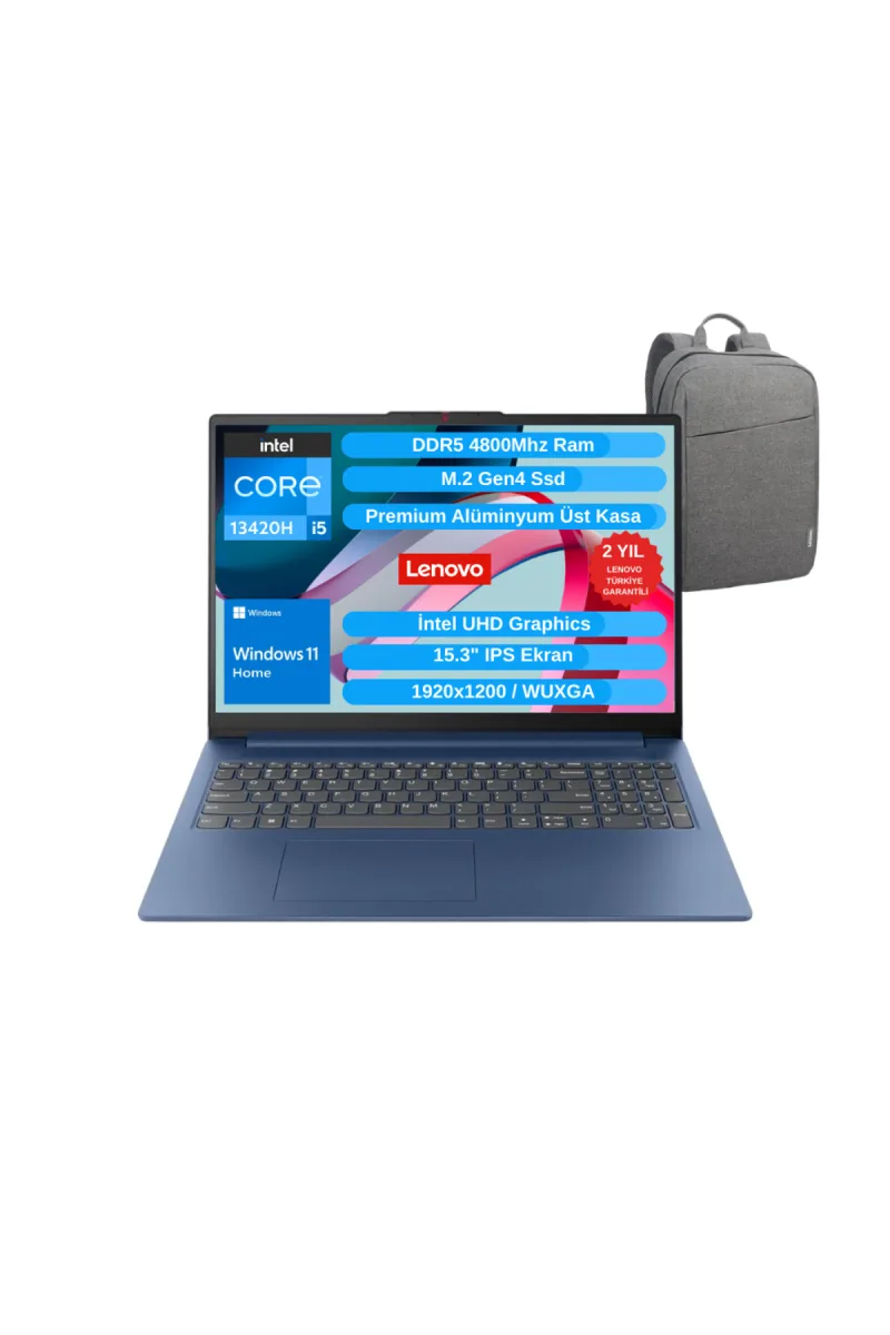 IP Slim 3 15IRH10 Core I5-13420H 16GB 512GB SSD Wuxga 15.3" IPS W11 Laptop 83K10062TR - WZ3