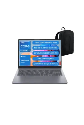 IP Slim 3 16IRH10 İ7 13620H 16GB 512GB SSD 16" Fhd W11 Laptop 83K2001VTR - Webzone Çanta Wz13