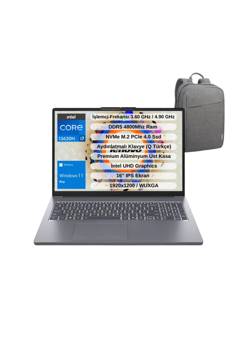 IP Slim 3 Intel Core I7 13620H 16GB 512GB SSD 16" Wuxga IPS Win11pro Laptop 83K2001WTR - WZ10