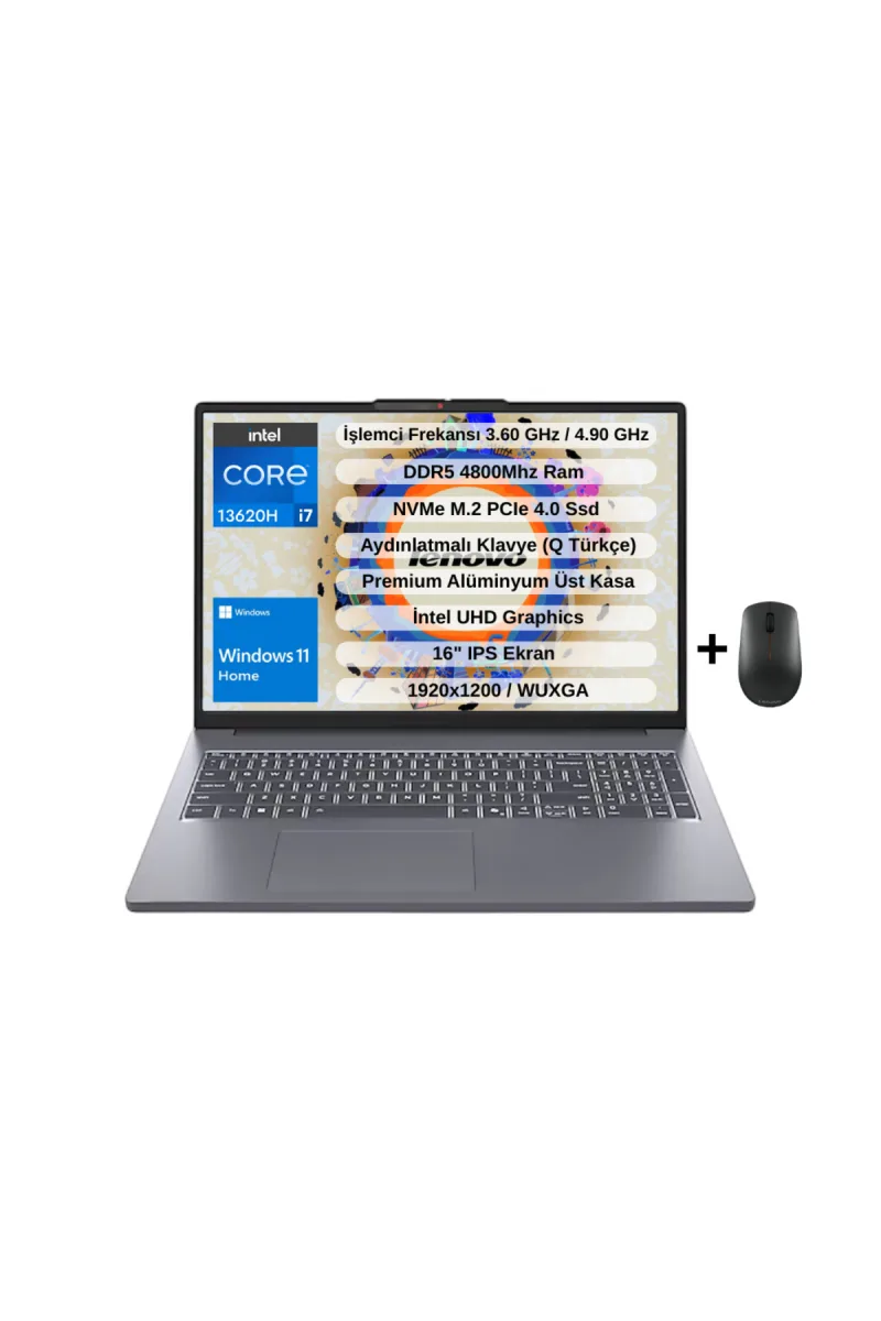 IP Slim 3 Intel Core I7 13620H 40GB 512GB SSD 16" Wuxga IPS Win11 Laptop 83K2001WTR - WZ25