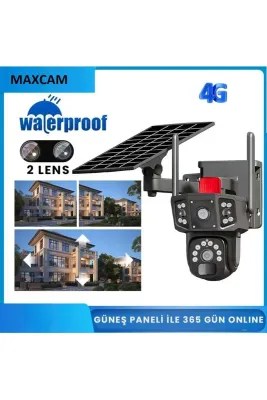 Kabolusuz 4G, 6MP  Solar Panelli Kamera, Çift Lens, 4K 10x Zoom, Sım Kart Destekli, Ip Kamera