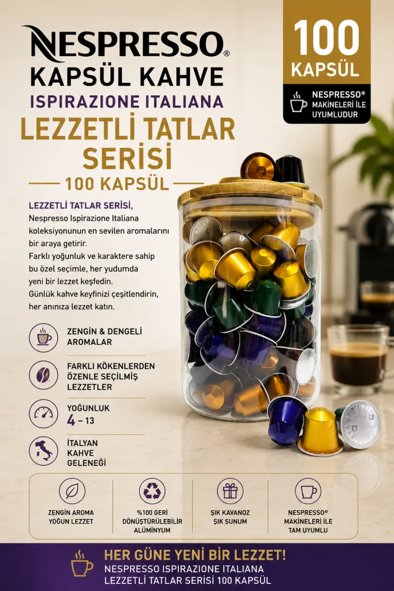 Kapsül Kahve İspirazione İtaliana Serisi 100 Kapsül + Kutu Hediyeli