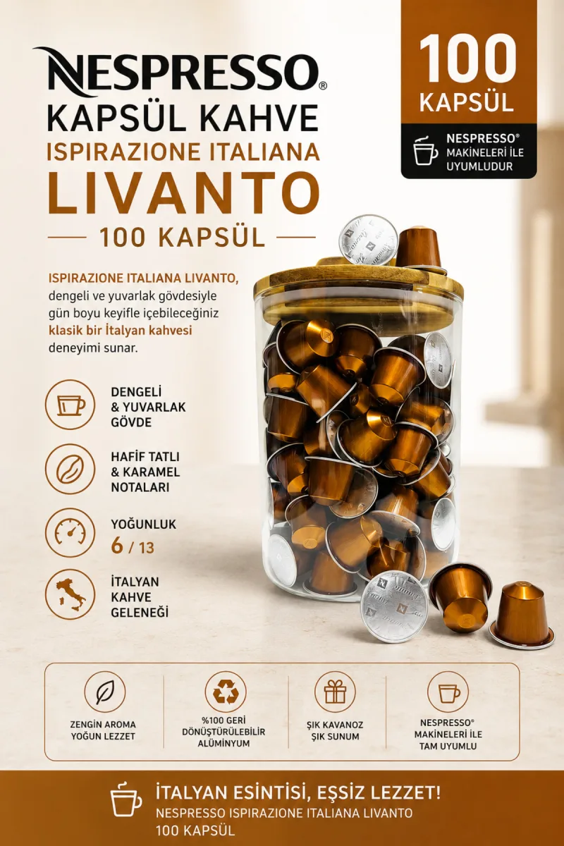 Kapsül Kahve Livanto 100 Kapsül + Kutu Hediyeli