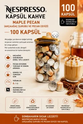 Kapsül Kahve Maple Pecan 100 Kapsül + Kutu Hediyeli
