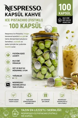 Kapsül Kahve Pistachio (Fıstıklı) 100 Kapsül + Kutu Hediyeli