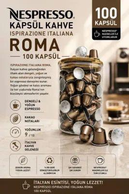 Kapsül Kahve Roma 100 Kapsül + Kutu Hediyeli