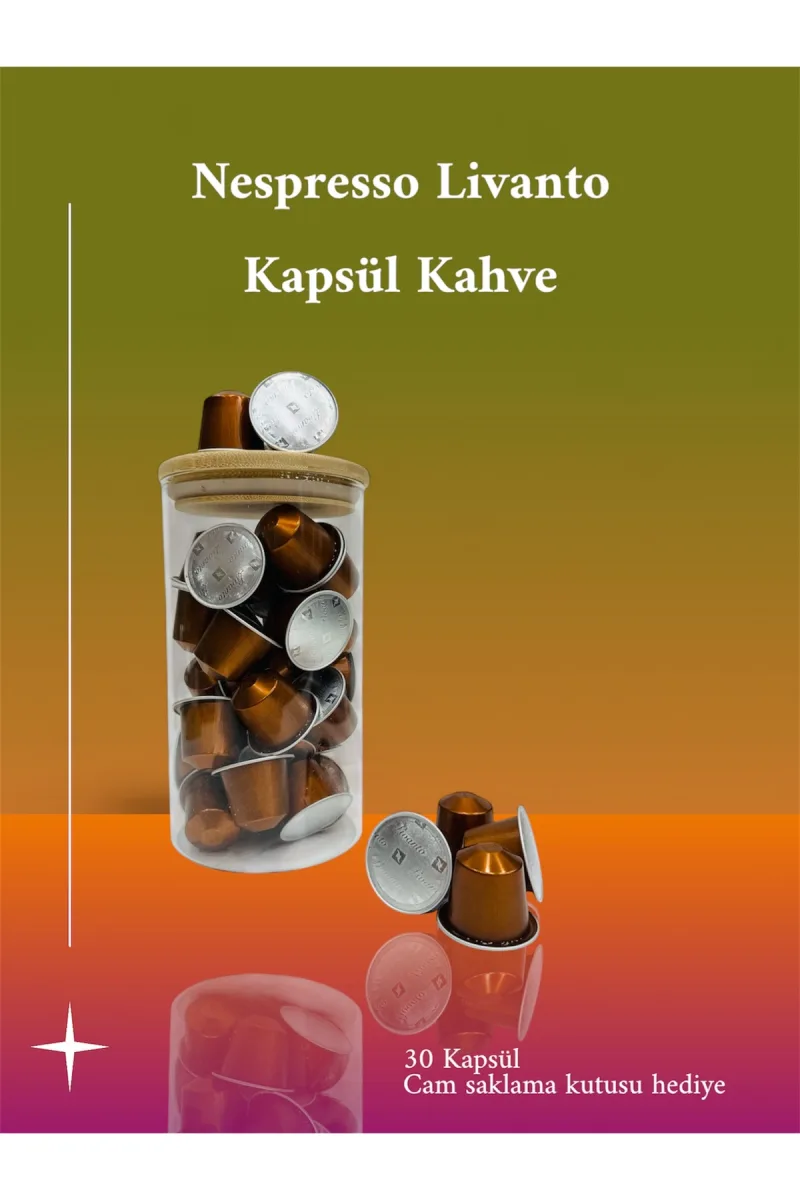 Lıvanto Kapsül Kahve 30 Adet + Cam Saklama Kavanozu Hediye