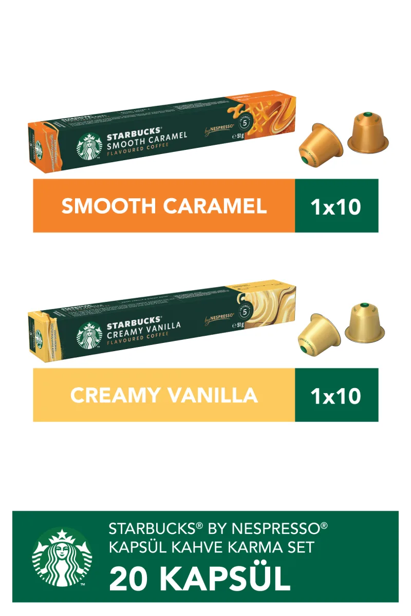 Nespresso Uyumlu Aromalı Kapsül Kahve Tanışma Seti 20'li (karamel & vanilya)