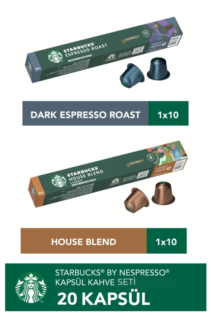 Nespresso Uyumlu Kapsül Kahve Seti 20'li – Espresso, House Blend