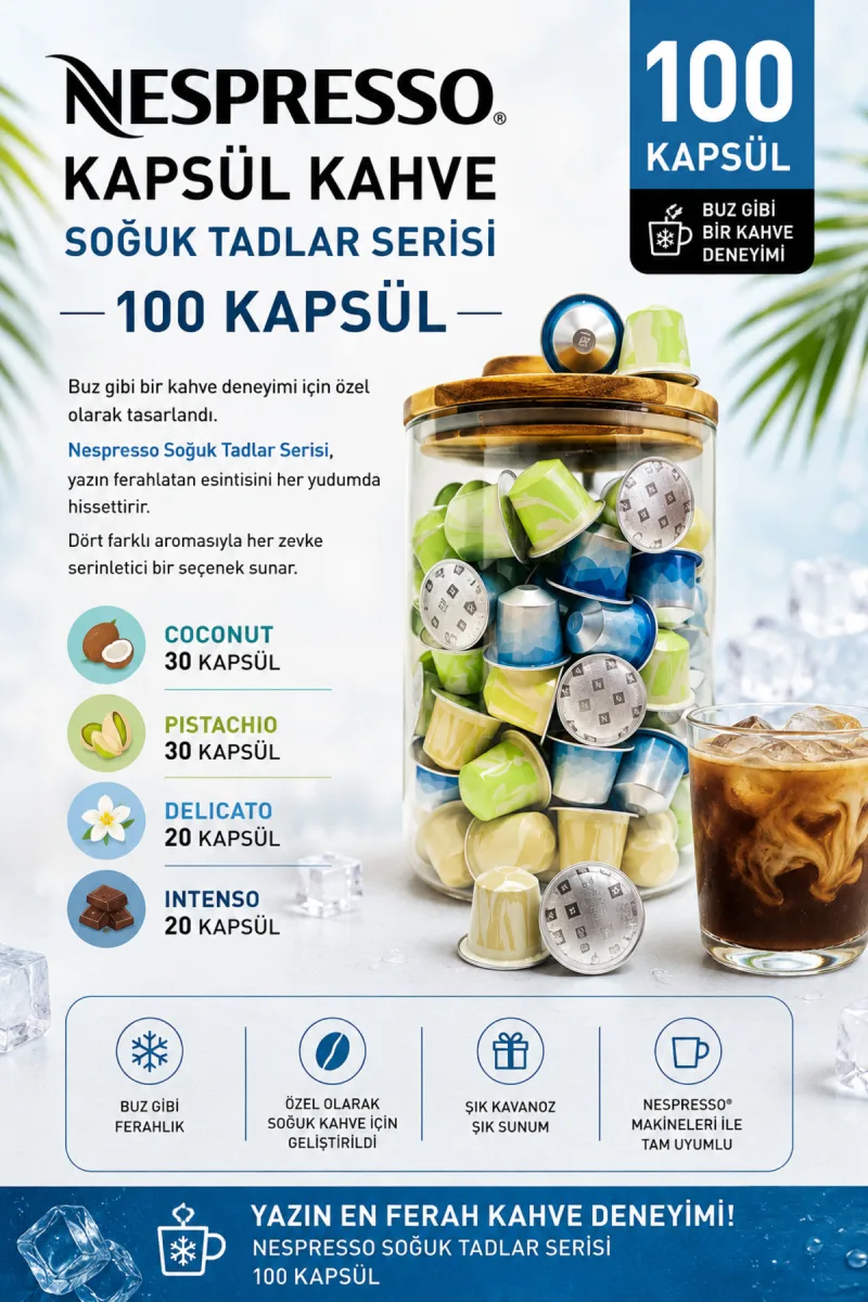 Over İce Yaz Kapsül Kahveleri 100 Adet + Kutu Hediyeli