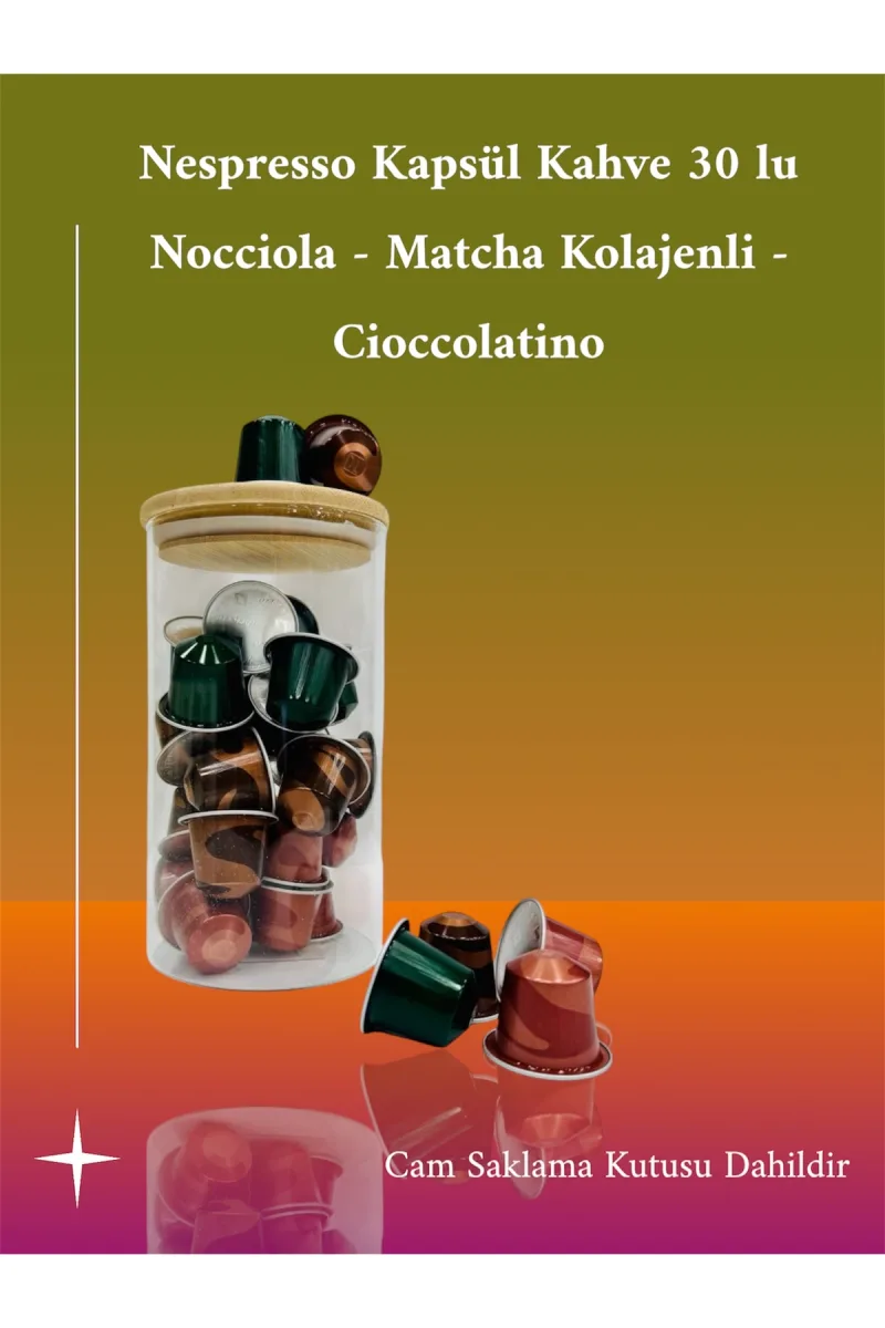 Özel Seri Cioccolatino - Nocciola - Matcha Kolajenli Kapsül 30 Adet Saklama Kutusu Hediye