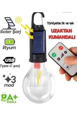 Solar Kumandalı LED Ampul - Güneş Enerjili Ampul Lamba