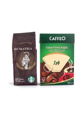 Starbucks Sumatra Filtre Kahve French Press Çekilmiş Caffeo Filtre Kağıdı 1x4 80 li