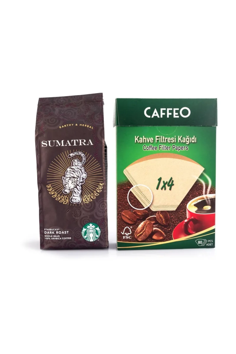 Starbucks Sumatra Filtre Kahve French Press Çekilmiş Caffeo Filtre Kağıdı 1x4 80 li