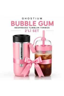 Tumbler & Termos Set Travel Mug Bubble Gum ( Pembe ) X2' Lİ SET - GHOSTIUM
