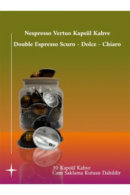 Vertuo Double Espresso Scuro - Chiaro - Dolce + Saklama Kutusu Hediye 30 Kapsül Kahve