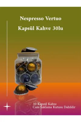 Vertuo Kapsül Kahve Deneme Seti 30lu + Cam Saklama Kutusu Hediye (Vertuo Makinler İçin Uygundur)