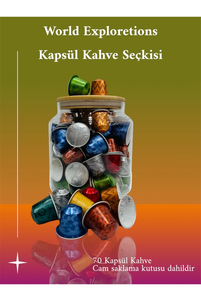 World Seri Kapsül Kahve Serisi 7 Kutu (70 Kapsül) + Cam Saklama Kutusu Hediye