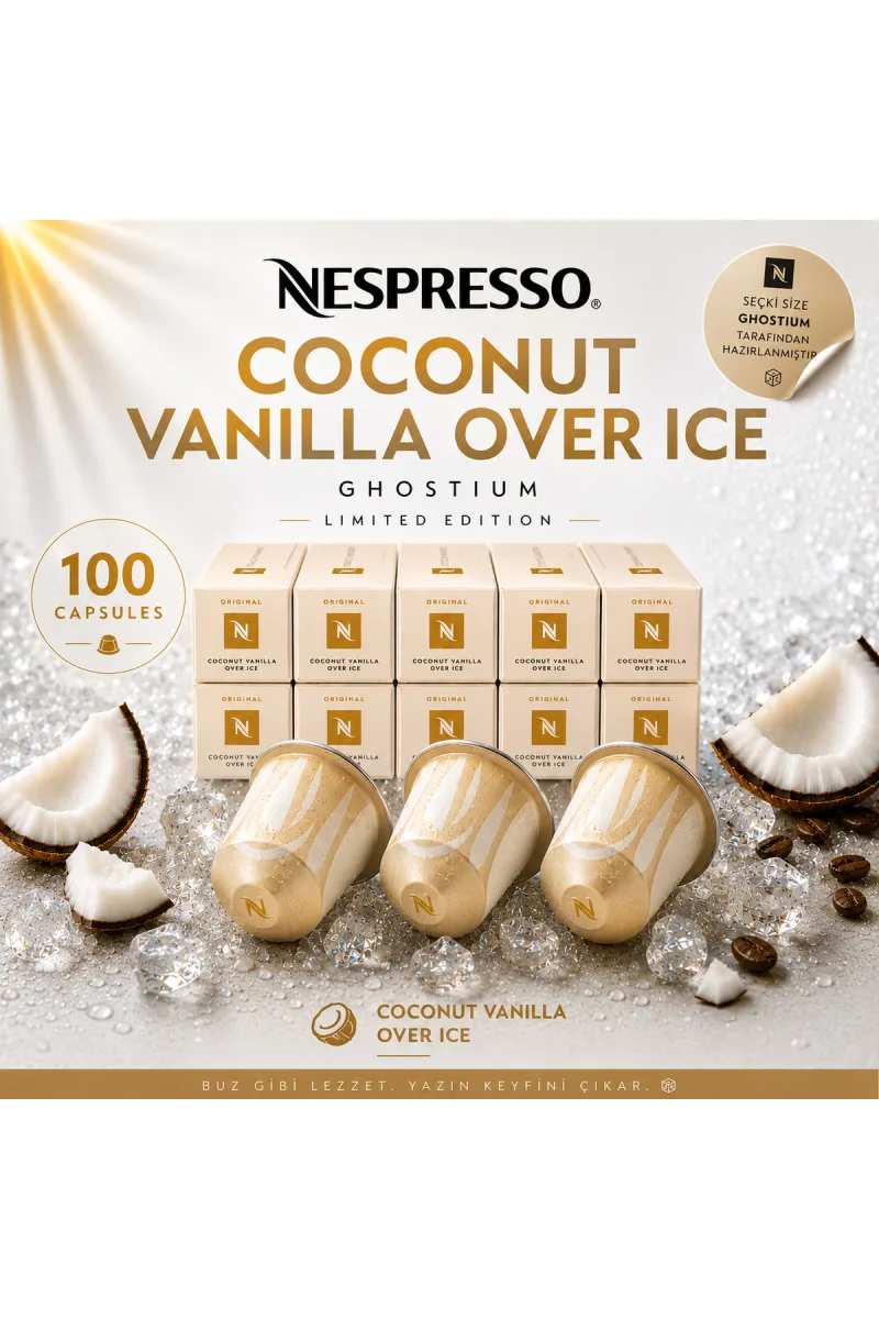 Yaz Seçkisi Coconut Vanilla Flavour Over Ice Hindistan Cevizi Aromalı Original 100 Kapsül I Ghostium