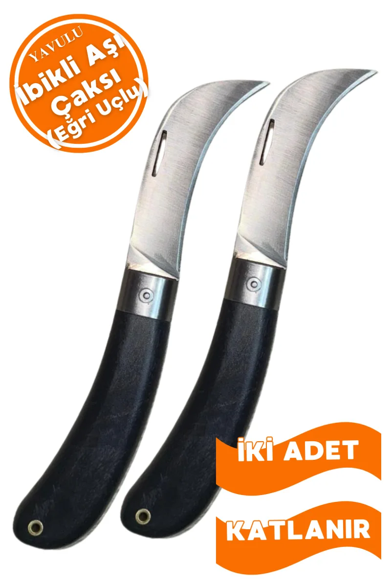 2'li Aşı Çakısı Eğri Uçlu Bağ Biçağı Dal Aşılama Çakısı İbikli Aşı Çakısı Aşı Çakısı (İki Adet)