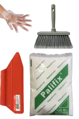 4'lü Süper Set Duvar Kağıdı Uygulama Seti Yapıştırıcısı /125 Gram Tutkal/spatula/fırça/eldiven