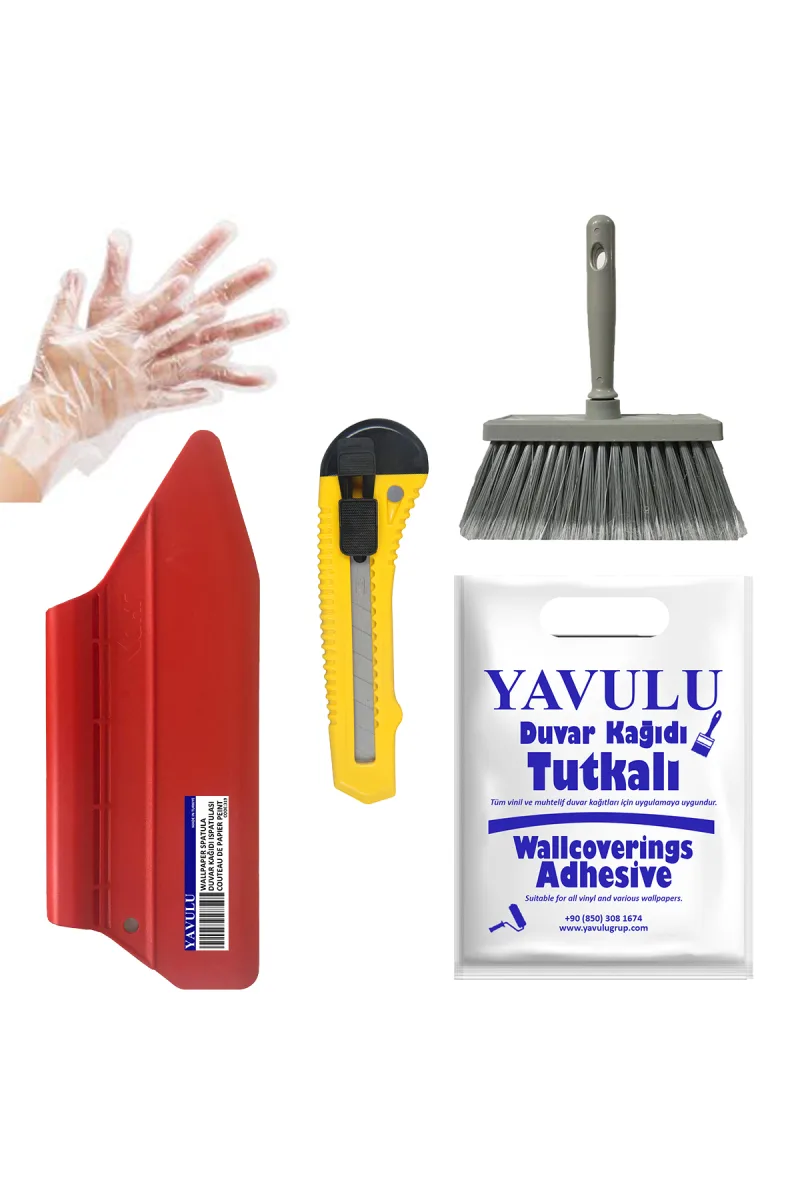 5'li 100gr Duvar Kağıdı Uygulama Seti / Duvar Kağıdı Yapıştırıcısı Tutkalı 100g (Topaklanma Yapmaz)