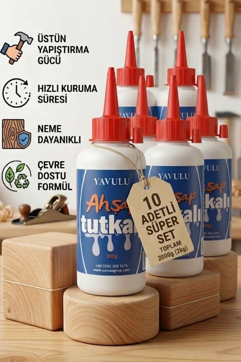 Ahşap Tutkalı PVA Tutkal Mobiya Tutkalı Köpük Tutkaşı 200gr 10ADET