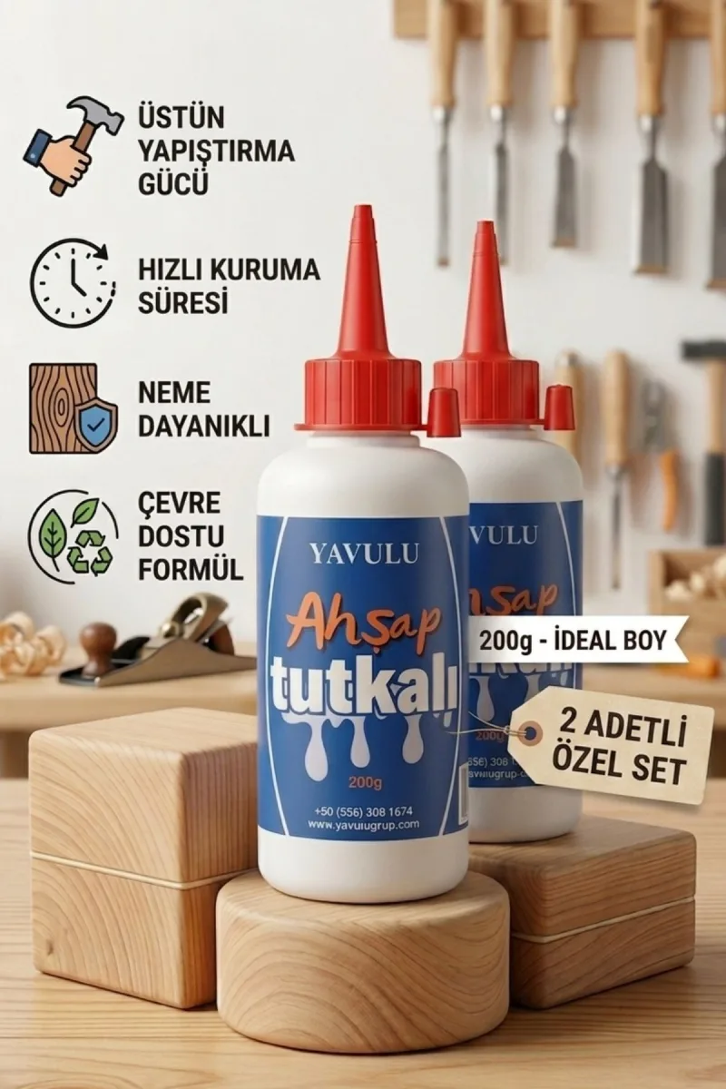 Ahşap Tutkalı PVA Tutkal Mobiya Tutkalı Köpük Tutkaşı 200gr 2ADET