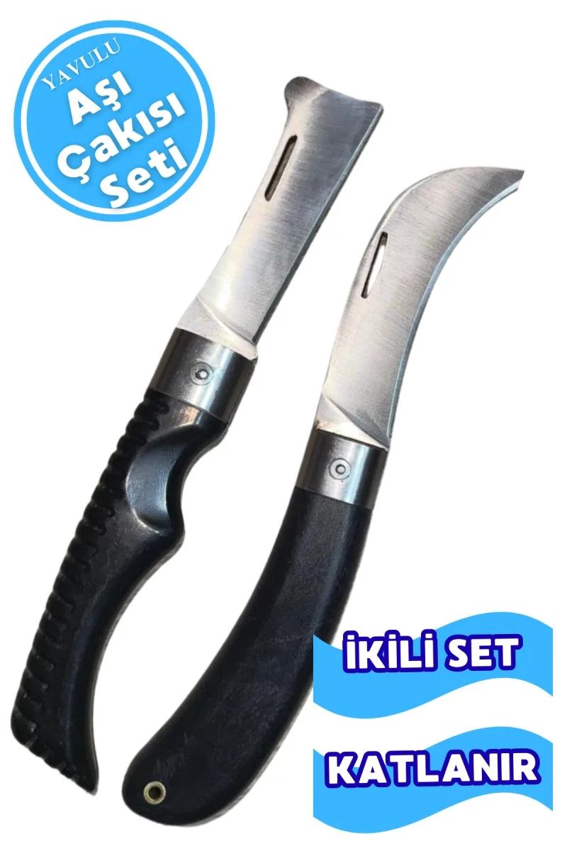 Aşı Biçağı Seti İkili Aşı Çakısı Seti Düz Uçlu Aşı Çakısı + Eğri Uçlu (İbikli) Aşı Çakısı