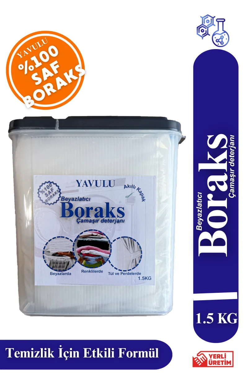 Boraks Çamaşır Deterjanı (%100 Saf Boraks) Beyazlatıcı Boraks 1500g-1.5kg Büyük Boy