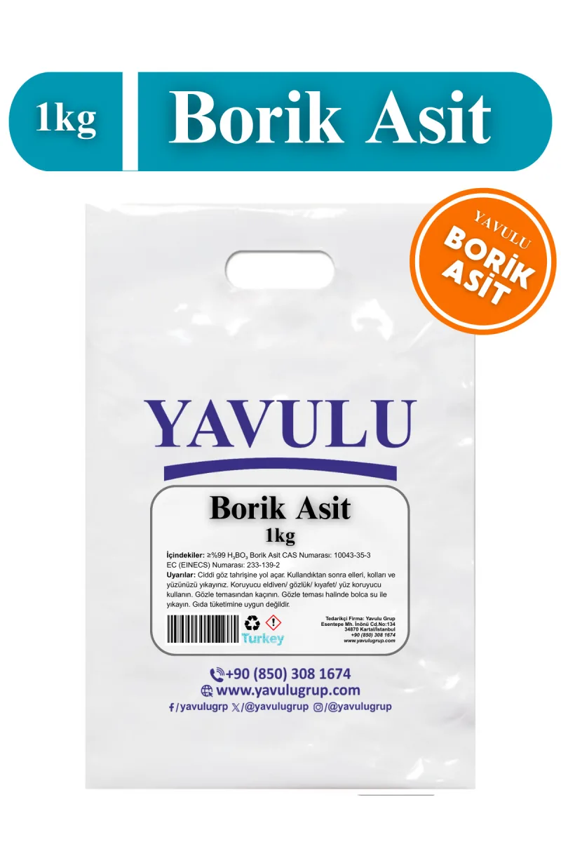 Borik Asit (Acide Borique) GYN Borik Asit %99,99 Saf 1000 GRAM (1KG)